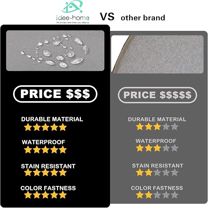 idee-home Outdoor Bench Cushion Waterproof, Bench Cushions for Outdoor Furniture, Patio Porch Swing Replacement Seat Pad with Ties for Garden Backyard, 42 x 18 Inch Grey