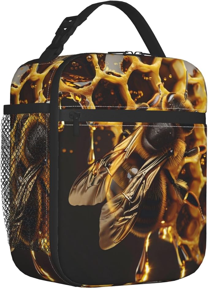 Insulated Lunch Box for Women Men, Bee Lunch Box Reusable Portable Lunch Bag Cooler Tote Waterproof Lunch Container for Office Picnic Work Travel Hiking