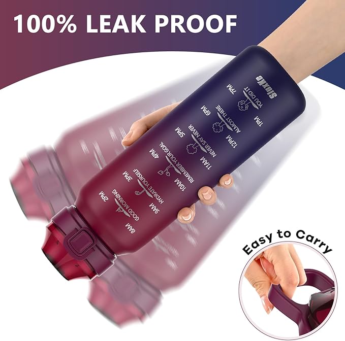 Insulated Water Bottle 24oz, Double Wall Vacuum 18/10 Stainless Steel Bottle with 2Lids, Leak Proof & BPA-Free, 700ml Hydro Water Flask with Handle & Straw Spout Lids RED BLACK