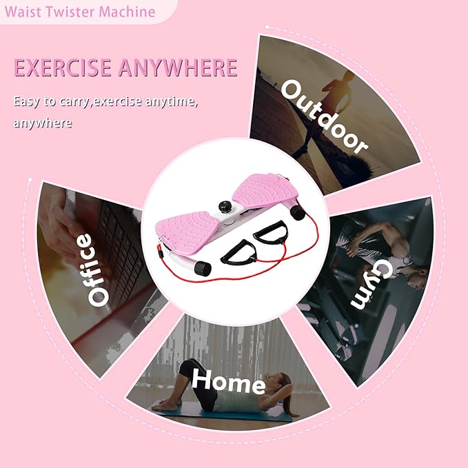 Flexforge Pilates Twister Waist Twisting Machine with Resistance Bands 360° Non-Slip Ab Board Silent Core Trainer for Belly Fat Loss & Leg Toning 250lbs Capacity Home Gym Equipment for Women/Men