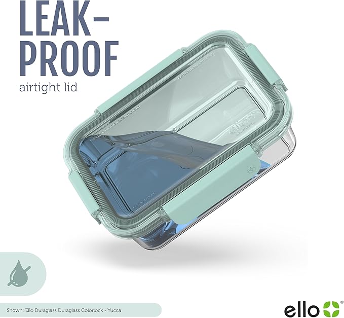 Ello Color Lock 20PC Mixed Glass Food Storage Sets, Leak-Proof Glass Food Storage Containers with Airtight BPA-Free Plastic Lids, Dishwasher, Microwave, and Freezer Safe, Purple Rain