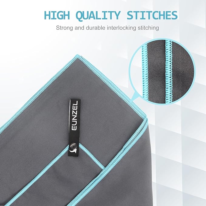 Eunzel 2 Pack Quick Dry Camping Towel, Microfiber Travel Towel 3 Size at 1 Pack,Fast Drying Towel Set for Camping, Beach, Gym, Sports, Yoga & Swimming Pool, Army Green/Grey