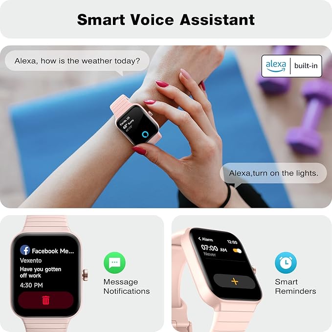 Fitpolo Smart Watch for Women,1.8” Touchscreen, Bluetooth Call, Alexa Built-in,24/7 Heart Rate, SpO2 Monitor, Step Counting, Sleep Tracking, IP68 Waterproof Fitness Tracker Watch for Android iPhone