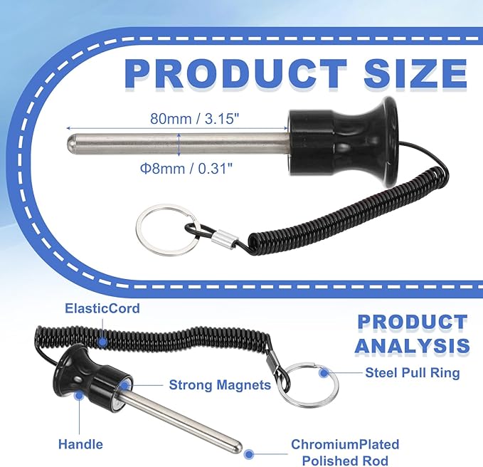 PATIKIL Weight Stack Pin, Magnetic Gym Selector Pin Universal Weight Stack Replacement with Pull Rope for Home Commercial