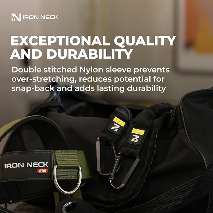 Iron Neck Resistance Band, Durable Exercise Band with Steel Carabiners for Neck Training, Strength Workouts, Stretching, and Rehab