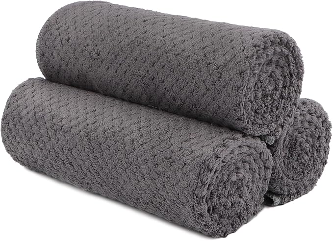 HOMEXCEL Gym Towels 3 Packs, (16x27 inches) Highly Absorbent Yoga Towel, Ultra Soft Hand Towels for Daily Use, Fast Drying Microfiber Workout Towels for Gym, Spa, Fitness, Camping, Hotel