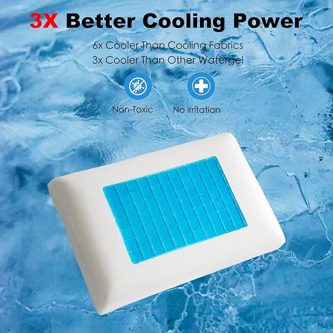 Gel Cooling Pillows for Sleeping, Cooling Memory Pillows for Side Back Stomach Hot Sleepers, Gel Layer Provides Coolness Luxury Memory Foam Pillow for Neck and Shoulder 1Pcs