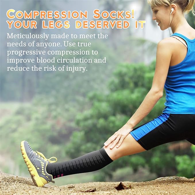 Compression Socks for Women & Men 15-20 mmHg, Best for Medical, Nursing, Running, Athletic, Varicose Veins, Travel