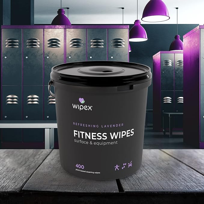 Wipex Gym Wipes - Natural Fitness Equipment Wipes, Plant-Based Cloth with Lavender & Vinegar, All-Purpose Cleaner - Safe to Use on Peloton Bikes & Yoga Mats, 400 Count