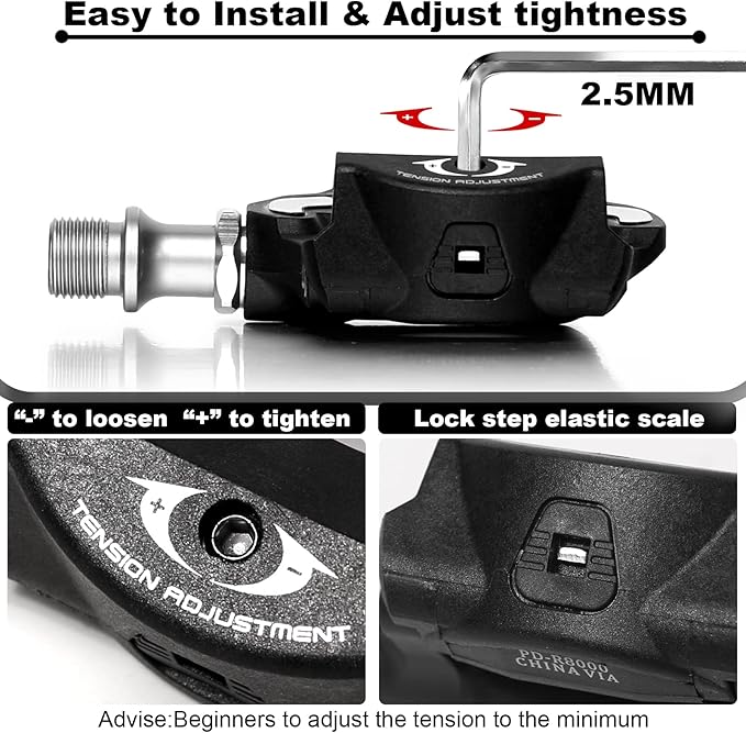 BUCKLOS SPD-SL Pedals PD-R8000 Road Bike Pedals - Bicycle Clipless Titanium Sealed Bearing Nylon/Aluminium Ultegra Clip Pedals Compitable with Shimano SPD-SL Cleats for Indoor Cycling (9/16")