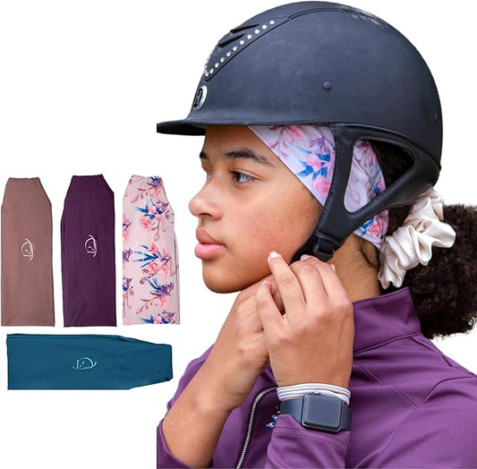 Equestrian Headbands Designed to Wick Moisture and Protect Hair Under Helmets, for Horseback Riding, Biking, and Securing Ear Buds