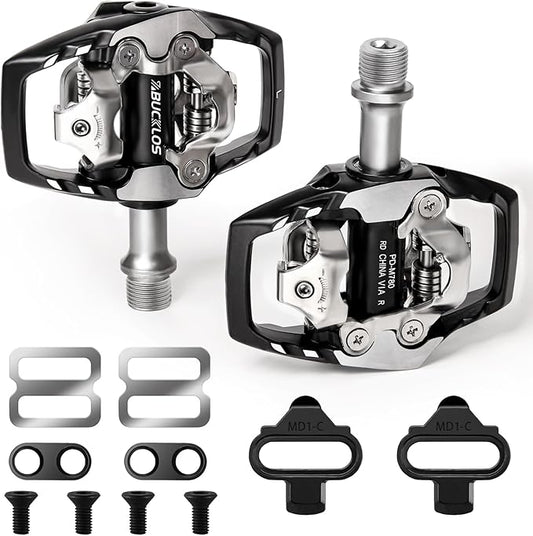 BUCKLOS SPD Clip Pedals PD-M760/M780 MTB Mountain Bike Clipless Dual Sided Pedals - Road Bike Spin Bike Sealed Bearing Bicycle Clips in Pedal Compatible with Shimano SPD Cleats (9/16" Aluminum)
