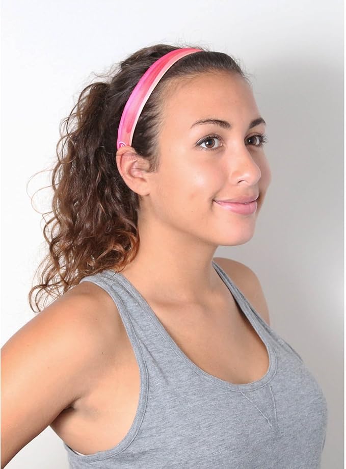Sweaty Bands Womens Girls Headband - Non-Slip Velvet-Lined Exercise Hairband - Watercolors Pink 1-Inch