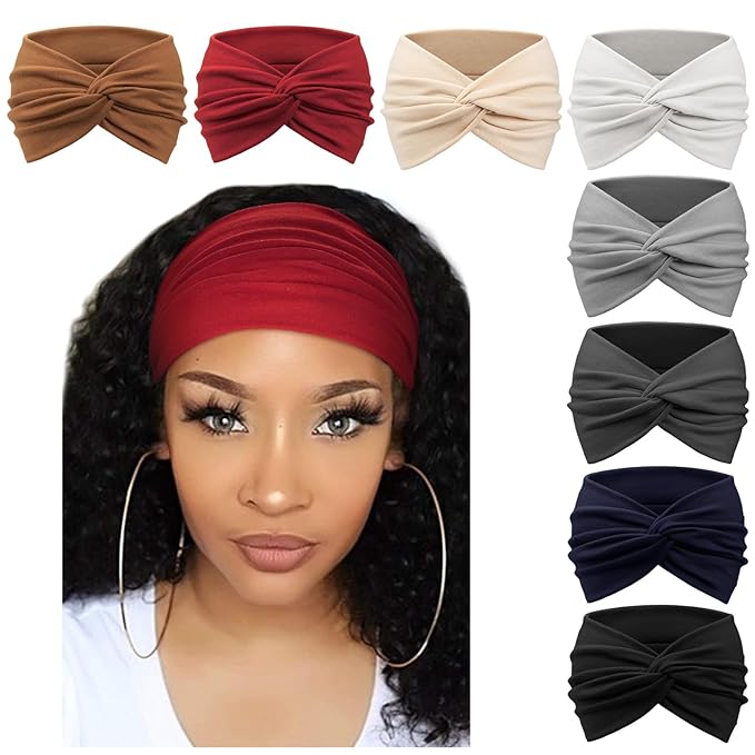 DRESHOW 8 Pack Turban Headbands for Women Wide Vintage Head Wraps Knotted Cute Hair Band Accessories, 0.2 pounds