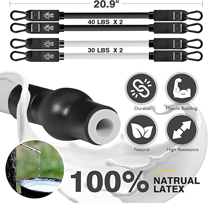 Pilates Bar Kit with Resistance Bands, Pilates Workout Equipment for Legs, Hip, Waist, Arm, Squats Exercise Equipment for Home Workouts, Adjustable 3-Section Pilates Bar Kit for Women & Men