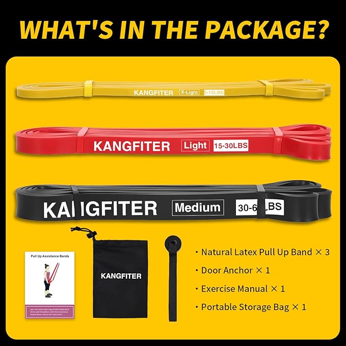 Resistance Bands for Working Out, Pull Up Bands for Men Women, Thick Heavy Resistance Band Set with Door Anchor, Elastic Exercise Bands for Body Stretching, Physical Therapy, Home Workouts