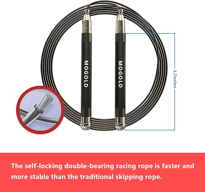 2-in-1 Speed Rope: 2mm for Boxing/MMA & 3mm for CrossFit - Tool-Free Adjustable Cable System with Dual Bearings - Sweatproof Hybrid Grip for High-Intensity Training