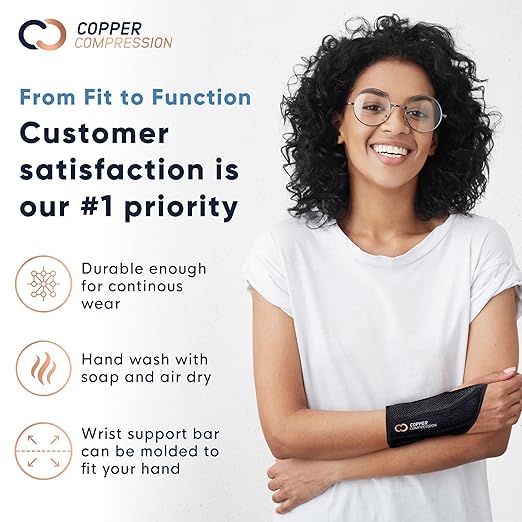 Copper Compression Advanced Wrist Brace - Copper Infused Adjustable Orthopedic Support Splint for Pain, Carpal Tunnel, Arthritis, Tennis Elbow, Tendinitis, RSI, Ganglion Cyst for Men Women Right L/XL