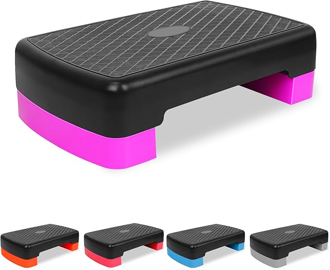 Height-Adjustable 4"-6" Step Aerobics Platform Fitness Equipment Stepper Trainer Exercise Step Platform with 2 Riser