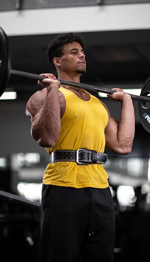 Fitgriff® Classic Weight Lifting Belt (100% Leather) for Men and Women - Gym Belt for Squats, Deadlift, Back Support