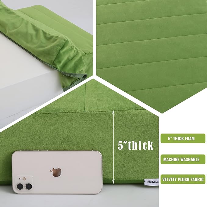 MeMoreCool Square Floor Pillow Seating for Adults Kids, Large Meditation Cushion Floor Pillow with Thick Foam & Soft Tufted Cover, Washable Big Pillow Seat Floor Cushion for Sitting Yoga 22" Green