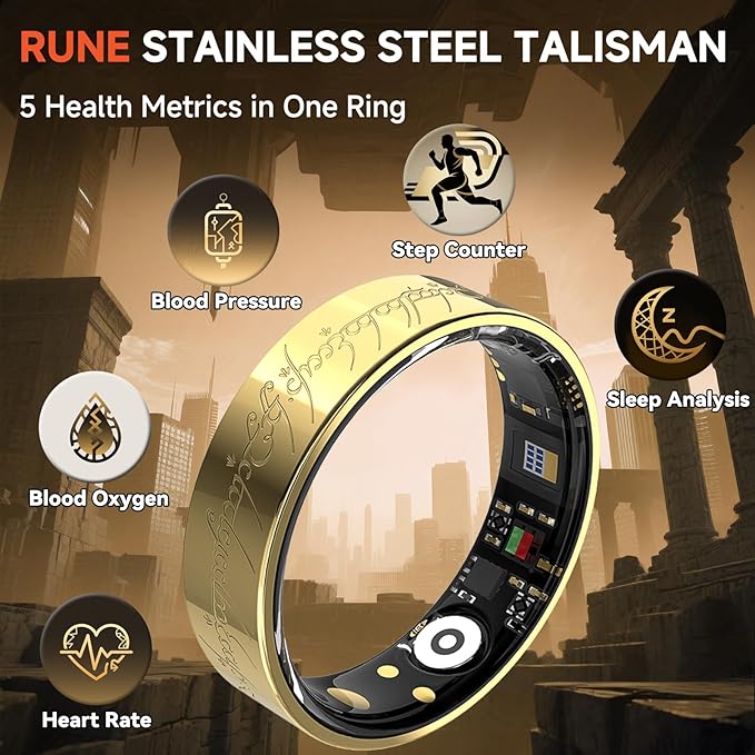 Ultra Smart Ring for Women Men,Health Fitness Tracker with Sleep/Blood Pressure/Oxygen Monitoring, Heart Rate & Activity Tracking,IP68 Waterproof, 5+Day Battery,No Subscription Fee 1-Silver 12 FRAY