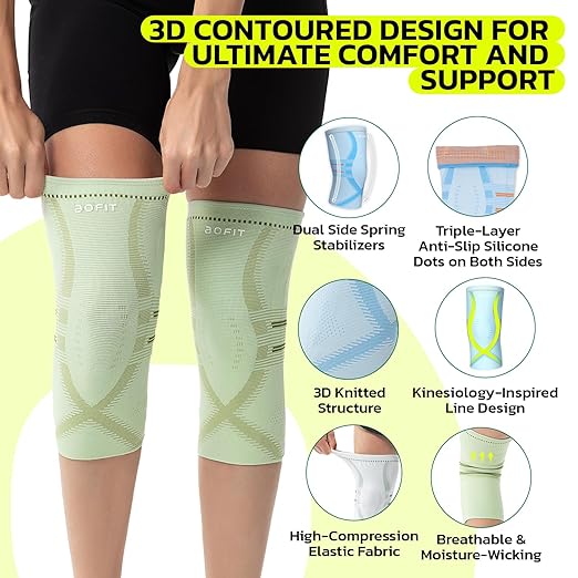 Compression Knee Brace for Women & Men, 2 Pack AOCELL Knee Sleeve Support for Knee Joint Pain Relief, ACL, Meniscus Tear, Arthritis - Breathable for Workout, Running, Gym, Sports, Fitness S