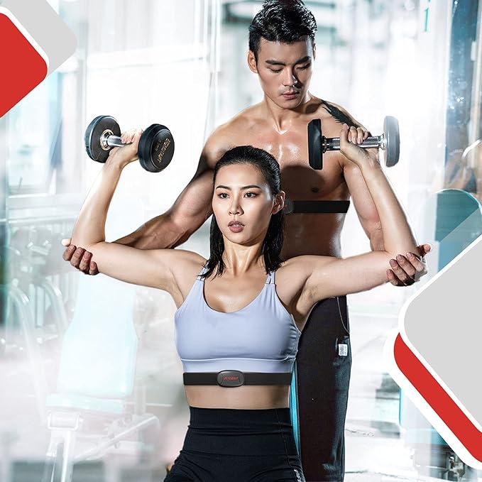 FITCENT Rechargeable Heart Rate Monitor Chest Strap 5.3 kHz/Bluetooth 5.0/ANT+, Heart Rate Sensor for Peloton Strava Zwift DDP Yoga