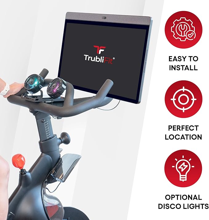 Dual Bike Fans with Phone Tray for Peloton Bike - All-Metal Phone Holder - No Batteries Required - Accessories for Peloton Bike