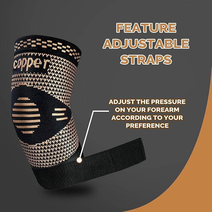 Copper Elbow Sleeve,Elbow Compression Sleeve, Elbow Brace For Tendonitis and Tennis Elbow,Golfers, Arthritis, Bursitis. Elbow Pain Relief,Weightlifting, Fit for Men & Women