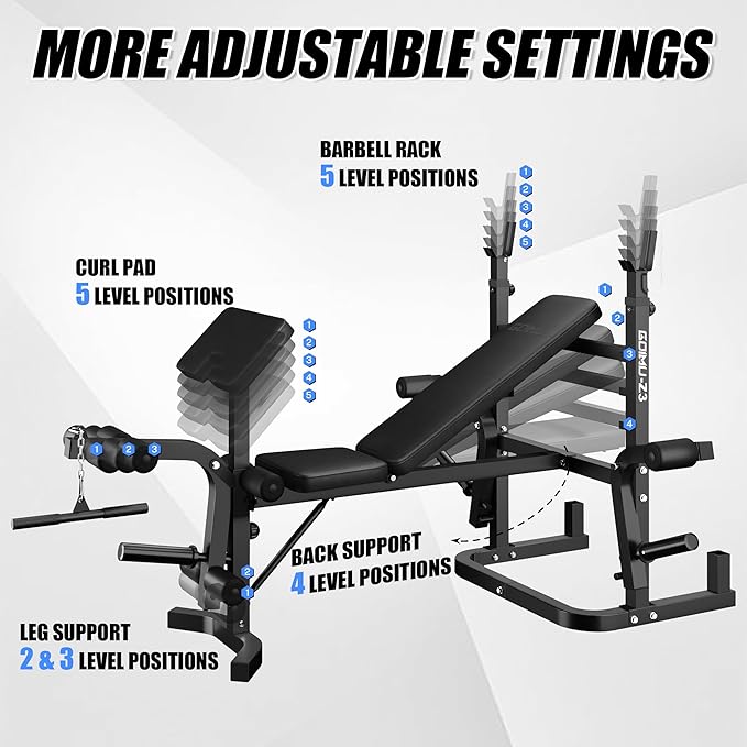 Z3 900LBS Olympic Weight Bench Set with Leg Extension, 9 in 1 Workout Press with Preacher Curl Pad and LAT Pulldown, Multi-Function Strength Training Bench for Home Gym