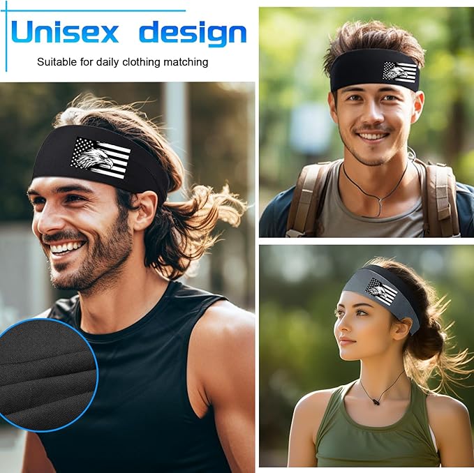 Sports Headbands for Men 3pcs Sweat Bands Headbands Men Sweatbands for Mens Women Running Head Bands Hairband