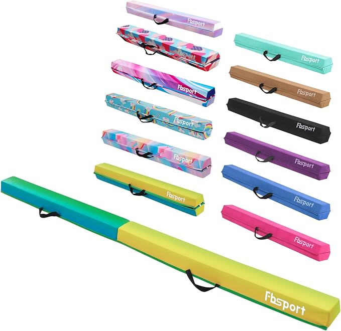 FBSPORT 8ft/6ft Balance Beam: Folding Floor Gymnastics Equipment for Kids Adults,Non Slip Rubber Base, Gymnastics Beam for Training, Practice, Physical Therapy and Professional Home Training