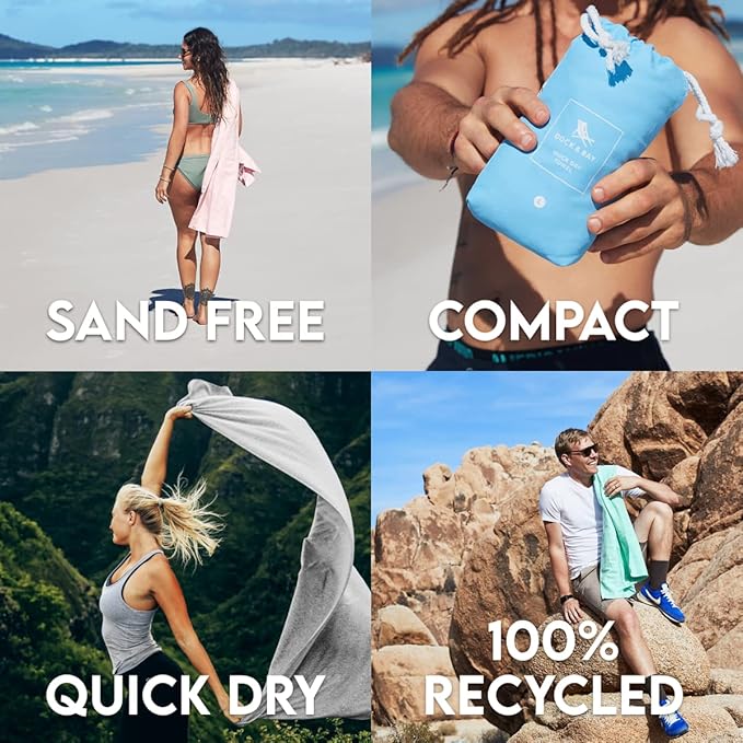 Dock & Bay Beach Towel - Quick Dry, Sand Free - Compact, Lightweight - 100% Recycled - Includes Bag - Essential - Meadow Lilac, Extra Large (200x90cm, 78x35)