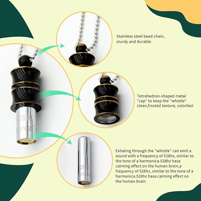 528 Hz Meditation Necklace Breathing Frequency Sound Healing Device by Adjusting The Breathing for Anxiety & Stress Relief Mindfulness
