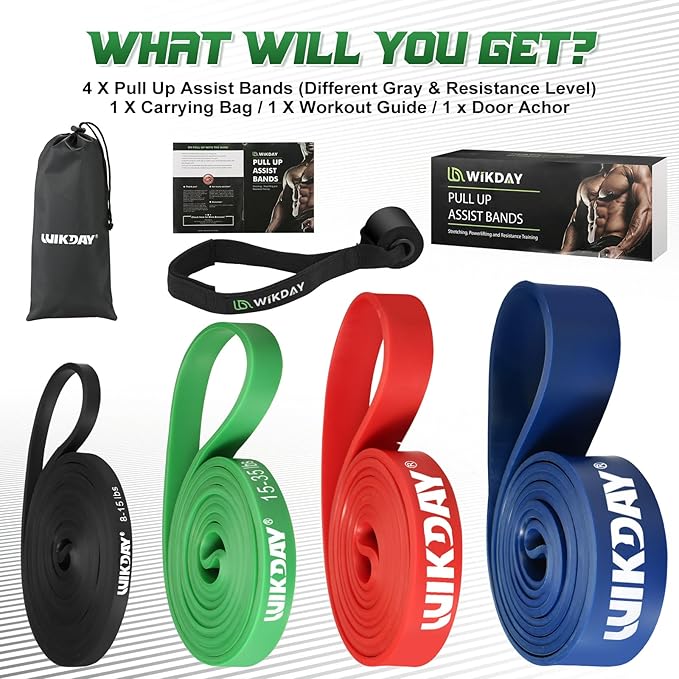 Resistance Bands, Pull Up Bands, Workout Bands for Exercise, Thick Heavy Resistance Band Set with Door Anchor, Elastic Bands for Body Stretching, Crossfit Training at Home/Gym Men & Women Women