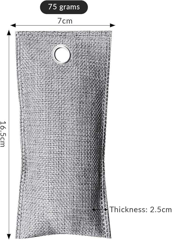 4 Pack charcoal odor absorber,Bamboo Charcoals Air Purifying Bag Charcoals Deodorizer Eliminator for Strong Odors in Car, Closet, Shoe, Basement (75G*4 Pack Gray-2, Unscented)