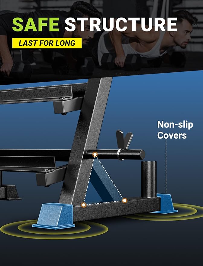 YOLEO Dumbbell Rack - 3 Tier & 5 Tier Compact Weight Rack for Dumbbell, Kettlebell, Barbell, Heavy Duty Weight Storage Organizer, Space-Saving Dumbbell Storage Stand Holder for Home Gym - 1100LBS Capacity (Rack Only)