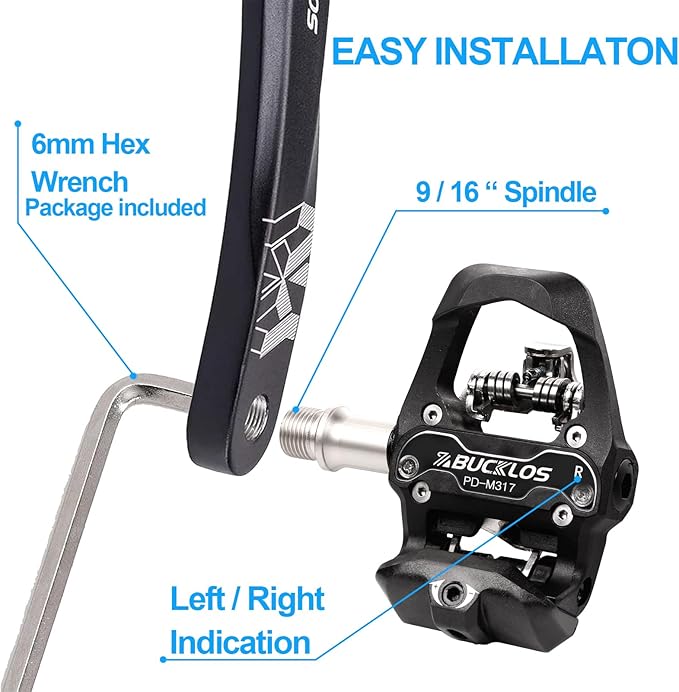 BUCKLOS Look Delta, SPD Spin Bike Bicycle Clip Pedals - Compatible with Peloton & Shimano SPD Fit Road Bike/Indoor Outdoor Cycling (9/16'' Clips Pedal Replacement)