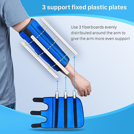 Cubital Tunnel Elbow Splint, Ulnar Nerve Night Brace, for Women & Men, Arm Elbow Splint Support for Left and Right, Built-in 3 Support Plates -L/XL
