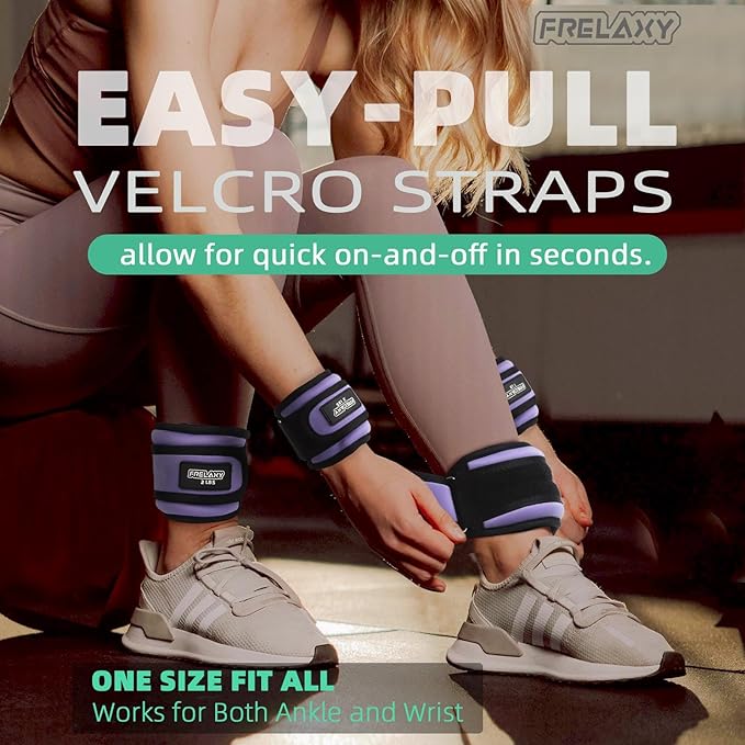 Frelaxy Ankle Wrist Weights for Women Men Kids, Comfy& Adjustable Leg Arm Weights Set for Walking, Gym, Yoga, Pilates, Dance, Cardio & Strength Training 1lb 2lbs 3lbs 1 Pair
