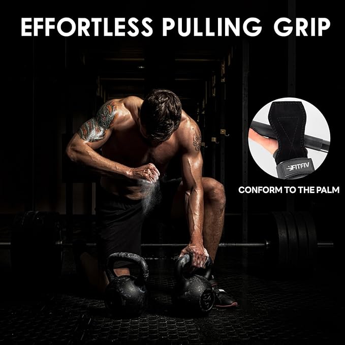 Weight Lifting Wrist Strap, Double Leather Weightlifting Wrist Straps for Gym Strength Training, Neoprene Padded Wrist Wraps - for Men & Women (Pair)