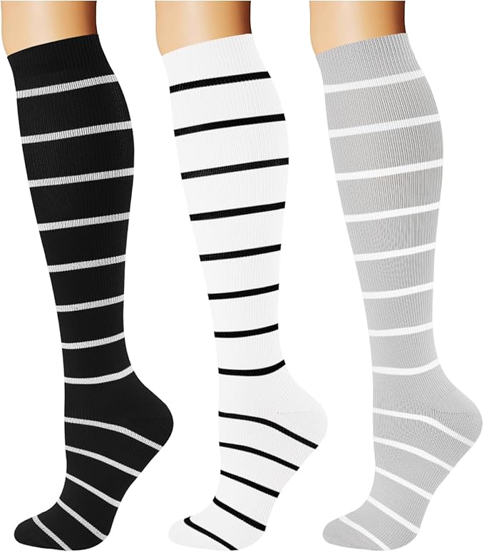 Breslatte Compression Socks for Women Men 10-14 mmHg Circulation Knee High Athletic Support Socks Running Travel Daily