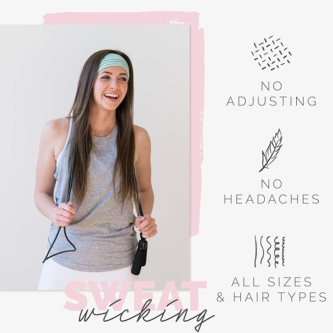 Maven Thread Workout Headbands for Women, 4 inch Thick Wide Non Slip Sweatbands, 2 Pack