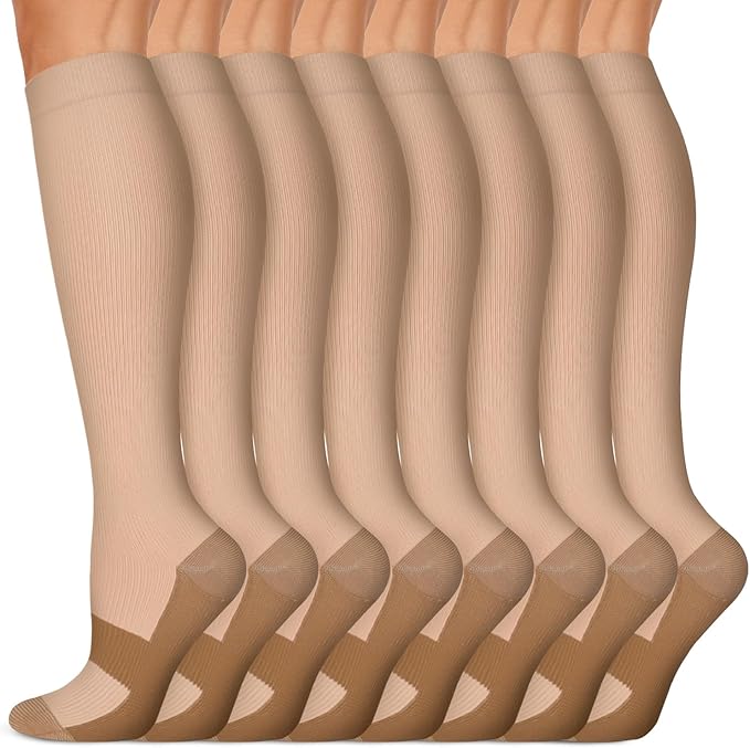 Iseasoo Copper Compression Socks (15-20 mmHg) for Men & Women - Running, Hiking, Cycling, Travel - Improves Circulation