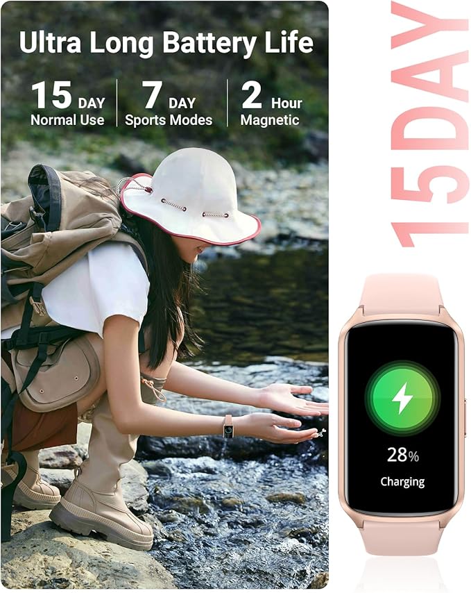 Health Fitness Tracker with 24/7 Heart Rate, Blood Oxygen, Blood Pressure, Sleep Tracker, 5ATM Waterproof Activity Trackers with Step Tracker, Pedometer (S & L Bands Included)