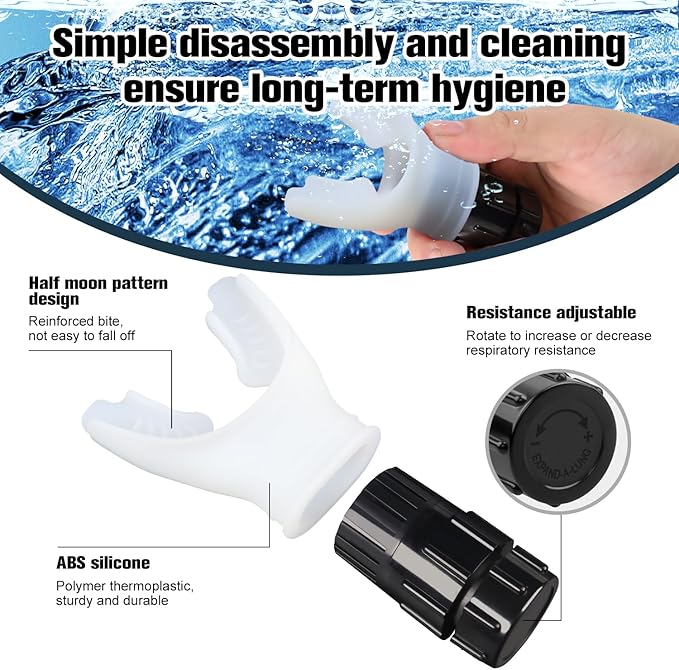 Breathe Trainer,Muscle Trainer,Portable Adjustable Trainer for and Muscular Exercise - Suitability Running Daily Fitness Training, Easy to Clean,Clean for All Adults（White）