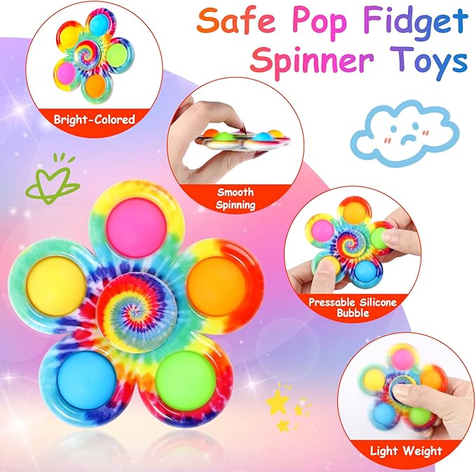 Gigilli 12 Pack Fidget Spinners for Kids, Sensory Fidget Toys Bulk Party Favors for Kids 4-8-12, Goodie Bags Stuffers Pop Mini Fidgets Classroom Prizes, Toddler Birthday Gifts, Autism Toy for Adults