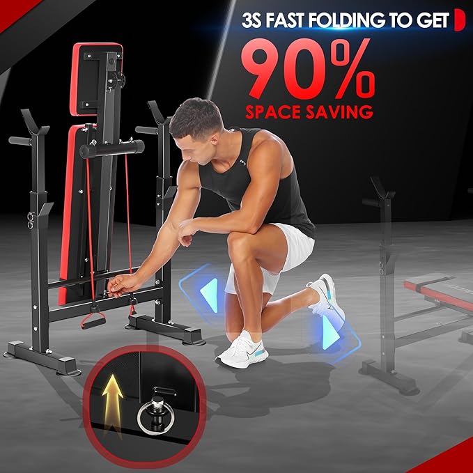 OPPSDECOR 660lbs 6 in 1 Weight Bench Set with Squat Rack Adjustable Workout Bench with Leg Developer Preacher Curl Rack Fitness Strength Training for Home Gym