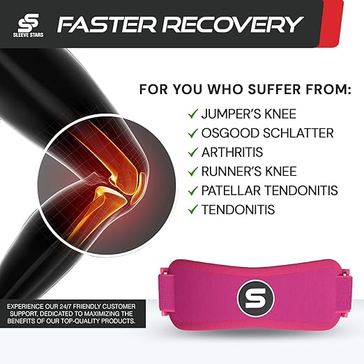 Sleeve Stars Patellar Tendon Support Strap Osgood Schlatter Band Knee Brace for Kids, Youth, Women & Men w/ 3 Lengths, Swedish Brand Patella Tendon Knee Strap for Arthritis, Tendonitis & Pain